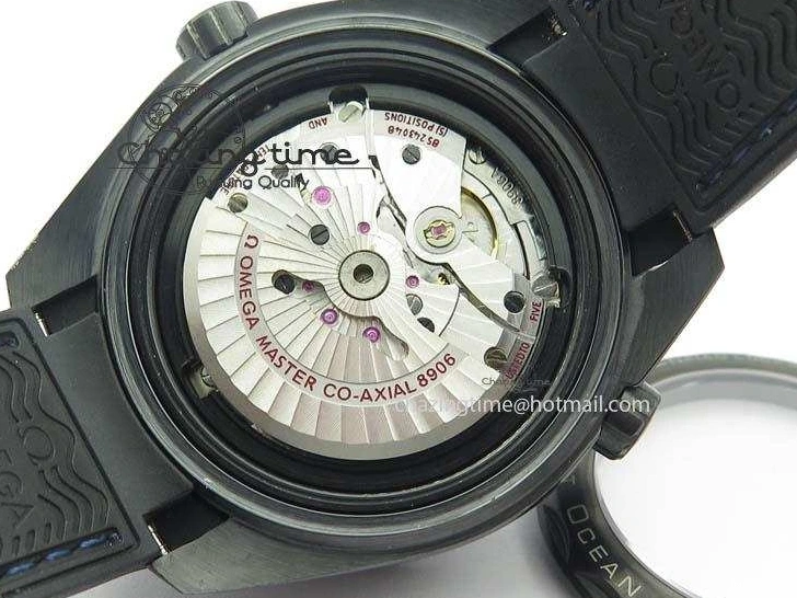 0428 Unique Planet Ocean 45mm Real Ceramic Blue BP-Maker Best Edition Black Dial On Nylon Rubber Strap A 8184